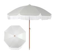 Generico Ombrellone con Frange 182cm UPF50+ Parasole da Giardino Patio Alluminio 8 Stecche Ombrellone con Funzione Inclinabile per Giardino Terrazza Cortile Piscina