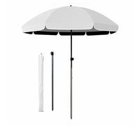 Generico Ombrellone da Giardino Portatile, Ombrelloni Rotondo da Patio Regolabile in Altezza, Inclinazione A 45°, Protezione Solare UPF 50+, Ombrellone da Spiaggia, Parasole(Bianco,240cm/7.8ft)