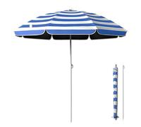 Generico Ombrellone da Spiaggia A Righe Blu 1.50 X 1.70 M Ombrellone da Giardino Portatile UPF 50 Plus Leggero Protezione UV per Picnic Giardino E Giornate in Spiaggia