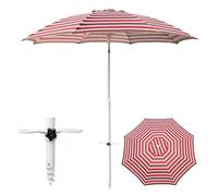 Generico Ombrellone da Spiaggia a Righe ombrellone da Giardino per Esterni ombrellone Rotondo decentrato 215 cm Tenda Parasole con palo in Alluminio 32.0mm