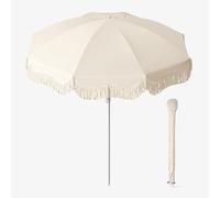 Generico Ombrellone da Spiaggia Boho con Frange - Protezione UV UPF50+, Ombrellone da Esterno per Patio, Parasole Pieghevole E Portatile per Campeggio, Giardino E Bordo Piscina(Apricot)