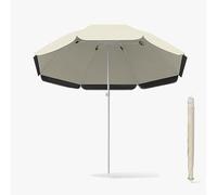 Generico Ombrellone da Spiaggia E Giardino - Altezza Regolabile, Impermeabile E Protezione UV, Struttura A Tre Strati con 8 Stecche, Portatile per Giardino, Cortile, Piscina(Beige,220cm/7.2ft)