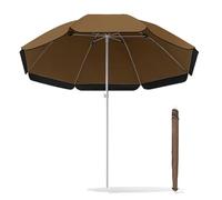 Generico Ombrellone da Spiaggia E Giardino - Altezza Regolabile, Impermeabile E Protezione UV, Struttura A Tre Strati con 8 Stecche, Portatile per Giardino, Cortile, Piscina(Brown,240cm/7.8ft)