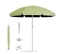 Generico Ombrellone da Spiaggia Portatile 1.8/2.2/2./2.60m Ombrellone Impermeabile Protezione UV con Ancoraggio Gancio Portabicchieri Giardino Terrazza Piscina Tavolo(Green,260cm/8.5ft)