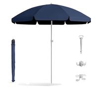 Generico Ombrellone da Spiaggia Portatile 1.8/2.2/2./2.60m Ombrellone Impermeabile Protezione UV con Ancoraggio Gancio Portabicchieri Giardino Terrazza Piscina Tavolo(Blue,220cm/7.2ft)