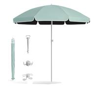 Generico Ombrellone da Spiaggia Portatile 1.8/2.2/2./2.60m Ombrellone Impermeabile Protezione UV con Ancoraggio Gancio Portabicchieri Giardino Terrazza Piscina Tavolo(Light Green,180cm/5.9ft)