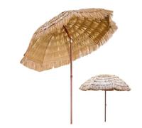 Generico Ombrellone da Spiaggia Tropicale Hawaii, Ombrellone Tiki in Paglia da 2,0 M, Ombrelloni da Giardino Rotondi da Esterno, Inclinati A 45° - Colore Naturale