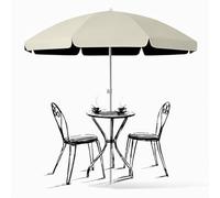 Generico Ombrellone da Spiaggia UPF 50+ con Ancoraggio per Sabbia, Portabicchiere e Gancio, Parasole Rotondo Portatile Esterni, per Patio Piscina Giardino(Beige,240cm(7.8ft))