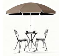 Generico Ombrellone da Spiaggia UPF 50+ con Ancoraggio per Sabbia, Portabicchiere e Gancio, Parasole Rotondo Portatile Esterni, per Patio Piscina Giardino(Brown,260cm(8.5ft))