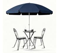 Generico Ombrellone da Spiaggia UPF 50+ con Ancoraggio per Sabbia, Portabicchiere e Gancio, Parasole Rotondo Portatile Esterni, per Patio Piscina Giardino(Blue,220cm(7.2ft))