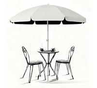 Generico Ombrellone da Spiaggia UPF 50+ con Ancoraggio per Sabbia, Portabicchiere e Gancio, Parasole Rotondo Portatile Esterni, per Patio Piscina Giardino(Bianco,180cm(5.9ft))