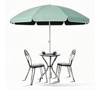 Generico Ombrellone da Spiaggia UPF 50+ con Ancoraggio per Sabbia, Portabicchiere e Gancio, Parasole Rotondo Portatile Esterni, per Patio Piscina Giardino(Light Green,240cm(7.8ft))