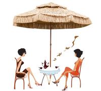 Generico Ombrelloni Paglia Hawaiano A 2 Livelli, Ombrellone da Spiaggia per Patio, Giardino E Spiaggia con 8 Stecche, Grande Parasole per Esterni, Balconi, Cortili, Mercati