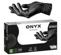 Generico ONYX 100 Guanti Nitrile Neri S/M/L monouso senza polvere, ipoallergenici per Estetisti, Tatuatori, Manipolazione degli Alimenti (L (100))