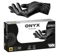 Generico ONYX 100 Guanti Nitrile Neri S/M/L monouso senza polvere, ipoallergenici per Estetisti, Tatuatori, Manipolazione degli Alimenti (M (100))