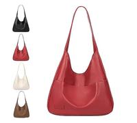 Generico Ooomay Bag, the maya bag, Ooomay Maya Tote Bag, Vegan Leather Trendy Soft Maya Tote Bag, Large Capacity, Waterproof (Red)