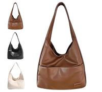Generico Ooomay Bag, The Maya Bag, Ooomay Maya Tote , Vegan Leather Trendy Soft Shoulder Tote (Brown)