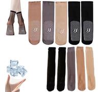 Generico Operationaln Invisible Slip-Resistant Crystal Silk Socks, Women's Sheer Ankle Socks, Everyday Soft and Comfortable (10PCS-C)