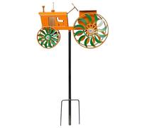 Generico Orange Tractor Windmill Garden Decor - Iron Art 68x21cm with Wheel - Dynamic Yard Sculpture Outdoor Decoration - Unique Gift for Friends Family