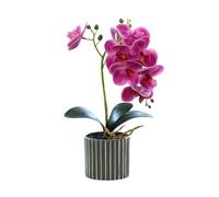 Generico Orchidea Artificiale a Otto Teste Orchidee Bianche in Vaso Fiore di Orchidea Finto con Vaso di Fiori Decorazione per Bagno e Camera da Letto Fiore (viola)