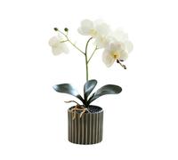Generico Orchidea Artificiale a Otto Teste Orchidee Bianche in Vaso Fiore di Orchidea Finto con Vaso di Fiori Decorazione per Bagno e Camera da Letto Fiore (bianco)