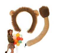 Generico Orecchie & Coda Da Leone 2 Pezzi Regolabili Comodi Per Il Natale | Fascia Per Capelli E Coda Costume Da Leone Feste di Halloween, Scuola, Aula, Teatro, Carnevale, Zoo, Festival, Palcoscenico