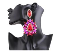 Generico Orecchini a Clip con Cristallo Viola da Donna con Goccia d'Acqua Rosa(Pin,E1595 White)