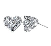 Generico Orecchini a forma di cuore con zirconi Orecchini con zirconi Orecchini da donna alla Orecchini con zirconi colorati Orecchini Pendenti Grandi Colorati (01#D-Silver, One Size)