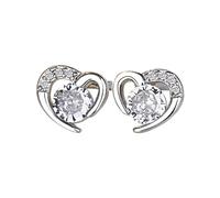 Generico Orecchini Cuore Ragazze Zirconi Per Donne Orecchini Clip Orecchini Teen Love Gioielli Majorette (A2-White, One Size)