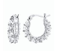 Generico Orecchini Donna in Argento Sterling con Perle Luminescenti e Zirconi Splendenti - Design Moderno e Leggero - Ideale per Compleanni e Matrimoni (1-White, One Size)