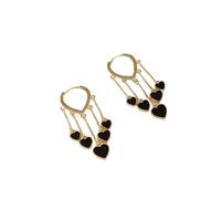 Generico Orecchini Pendenti alla Moda con Nappa a Forma di Cuore Nero per Donna, semplici e squisiti, Pendenti a Forma di Cuore da Sposa(Golden)