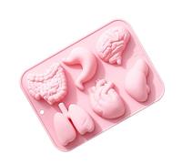 Generico Organ Silicone Mold - 6-Cavity Heart and Brain Cake Mould for Realistic Baking, Diy Fondant, Chocolate, Candy, and Ice Mold for Kitchen Baking Tools, Themed Desserts