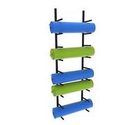 Generico Organizer da Parete a 9 Ripiani per tappetini da Yoga e rulli in Schiuma - Supporto Multiuso per Esercizi in Palestra, Studio, Garage - Soluzione di stoccaggio Durevole (Nero)