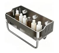 Generico Organizer Doccia a,Cestello da Parete con Fori di Drenaggio | Mensole a per Bagno con Ganci e Barra Portasciugamani | per Dispensa Cucina Casa Bagno Appartamento Dormitorio Balcone