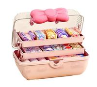 Generico Organizer Per Elastici Per Capelli, Scatola Per Fiocchi Per Capelli Per Ragazze, Organizzatore Di Archiviazione A Tre Strati Con Manico Portate Per Da Cucito, Unghie, Per Capelli