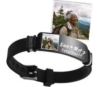 Generico Organizzatore Bracciale Con Immagine/testo/Nome,Personalizzati Bracciale in Acciaio Inossidabile Silicone San Fidanzato Il Fidanzato, Il Marito, Il Fratello, Il Papà