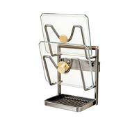 Generico Organizzatore Coperchi Pentole - Supporto Verticale Cucchiai Spatole, Organizzatore Coperchi In Acciaio Con Vassoio Gocciolatoio Rimovibile, Porta Utensili Cucina Multiuso | Ripiano Ordinato