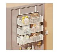 Generico Organizzatore E Portaoggetti Sul Retro Della Porta, Organizer For In Metallo Con Cestello In Filo Metallico 5 Ganci, For Bagno, Camera Da Letto(27x15x67cm)