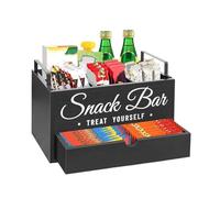 Generico Organizzatore per Caffè - Portaoggetti da Bancone per Caffè con Scomparti,Porta con Cassetto Legno per Organizzazione Cucina Zucchero e Dolcificanti Domestico