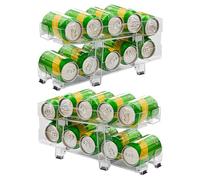 Generico Organizzatore Per Lattine, Doppia Rastrelliera Per Bevande, Cestini Con Rotelle Trasparenti Larghezza Regolabile 2 Livelli Impilabili Per Casa Frigorifero Garage E