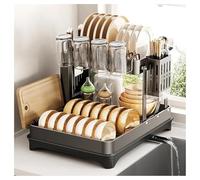 Generico Organizzatore Salva-Piatti da Cucina con scolapiatti e portautensili. Scolapiatti, scolapiatti, scolapiatti Multifunzionale a 2 Livelli in Acciaio Inox 304 Seel, Grande capacità, con drenagg
