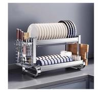 Generico Organizzatore salvaspazio per Piano Cucina con scolapiatti e portautensili. Scolapiatti a 2 Livelli da posizionare sopra Il lavello, salvaspazio per un'asciugatura efficiente delle stoviglie