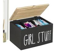 Genérico Organizzatrice per tamponi per bagno - Organizer per bagno con divisori - Organizer in legno per tamponi e assorbenti con coperchio - per donne e servizi igienici a casa o spazi pubblici