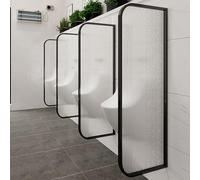 Generico Orinatoio a Parete con Struttura in Acciaio Inox e divisorio in Vetro temperato, 120x40 cm, divisorio per WC in 2 Pezzi per la Massima Privacy e igiene del Bagno