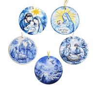 Generico Ornamenti del Presepe,Decorazioni Blu Della Natività In Acrilico 2D - Decorazioni di Natale a Doppia Faccia - Per Casa Vacanze Chiesa Festa Bambini Uomini Donne