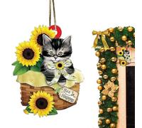 Generico Ornamenti di Gatto Nero per L'Albero,Divertenti Decorazioni Natalizie per Gatti 2D | Regalo e Adorabile con Ornamenti Natalizi per Gli Amanti dei Gatti