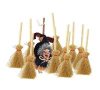 Generico Ornamento di Halloween per Scopa 10 Pezzi | Scope di Paglia con Corde Rosse - per Streghe per Feste in Costume
