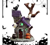 Generico Ornamento In Ossessionato Dalla Casa Ossessionata, Statua Del Villaggio In, Casa Stregata Di Halloween, Effetto Luminoso, Posizionamento Versatile, 12.5x9x17,5 Cm, Per Aggiungere Fascino