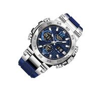 Genérico Orologio analogico digitale, impermeabile con doppio schermo, da polso, impermeabile, per sport, occasioni casual, business, ufficio, scorrimento giornaliero e viaggi, Blu argentato, Vedi la