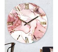 Generico Orologio da Parete, Soggiorno, Cucina, Moderno,Effetto marmo, Base legno, Lavorazione a resina, Numeri a rilievo, Diametro disponibile 40/60/80/100 cm, Made in Italy (80cm, Lady)